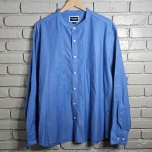 Charles Tyrwhitt Mens Dress Shirt XX Large Collarless London Slim Fit Blue